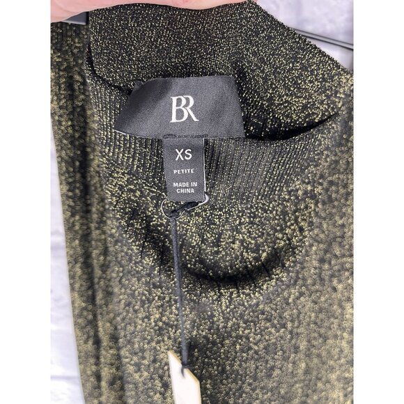 BANANA REPUBLIC Women's Black Gold Metallic A-Line Ribbed Midi Skirt NWT XS - Picture 2 of 5